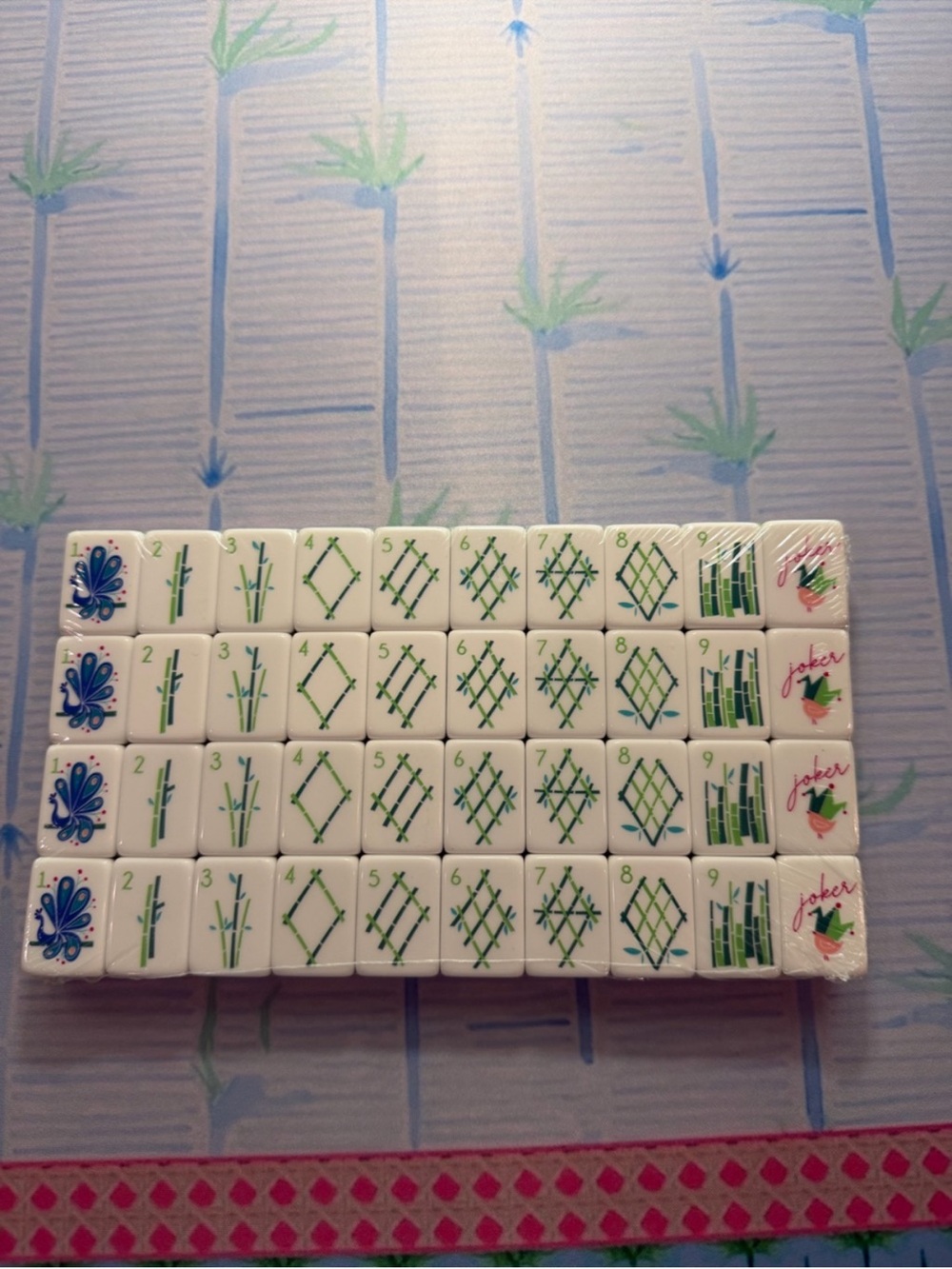Pink and Green Mahjong Tiles - Picture 2 of 10